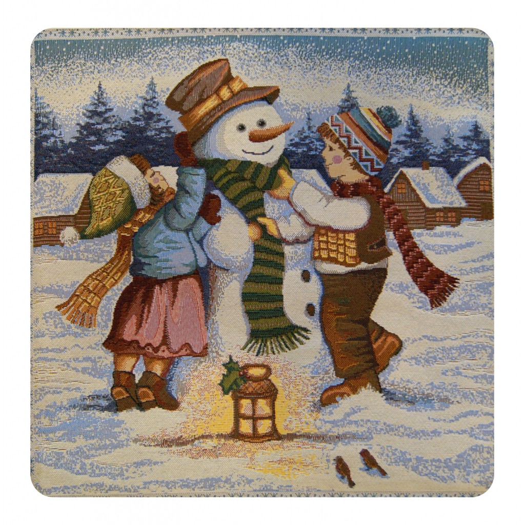 Чехол декоративный "Снеговик и дети"