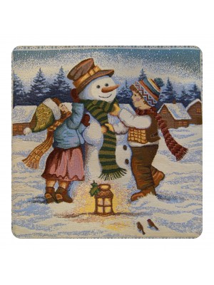  Чехол декоративный "Снеговик и дети"